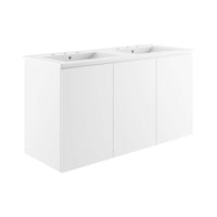 Modway - Bryn Évier double mural de 48" Vanette de salle de bain - Blanc blanc-Vanité de salle de bain moderne