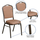 Flash Furniture – Chaise banquet empil Hercules, dos couronne, tissu diamant doré, siège 2,5 po, struct. dorée, 4/pqt-Dossier et siège rembourrés