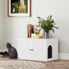 PawHut - Enclos pour bac à litière pour chat, salle de bain cachée avec portes - blanc-Cache la litière pour offrir de l’intimité au chat 