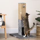 PawHut - Griffoir pour chat, grattoir de 31 po de haut pour chats d’intérieur - gris-La balle suspendue divertit et stimule les chats 