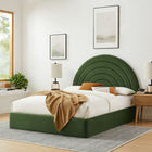 Modway - Solana Arqué Performance Velvet Lit plateforme Queen, Vert mousse-Tête de lit en arc