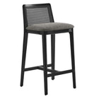 Modway - Monarch Bois et rotin Tabouret de comptoir - Noir Noir Gris-Cadre en bois de hêtre
