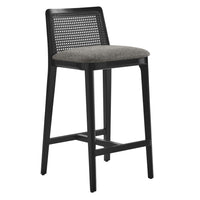 Modway - Monarch Bois et rotin Tabouret de comptoir - Noir Noir Gris-Cadre en bois de hêtre