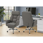 Monarch Specialties - 7274 Chaise de Bureau Ergonomique Aspect Cuir - Gris Foncé-9