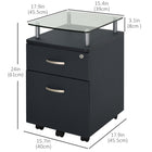 HOMCOM caisson mobile à 2 tiroirs verrouillable pour dossiers Letter/A4 avec roulette supplémentaire - noir-Design léger et compact pouvant être facilement placé sous le bureau   
