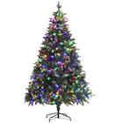 HOMCOM - Arbre de Noël artificiel pré-éclairé 7 pi avec lumière LED bicoloure-Les lumières LED offrent des réglages blanc chaud ou multicoloures 