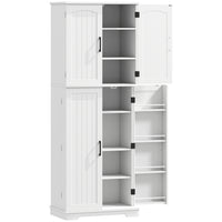 HOMCOM - Armoire de garde-manger 64 po avec étagères réglables - blanc-Organisez vos objets avec 10 compartiments et quatre étagères réglables pour un rangement polyvalent 