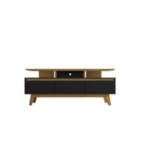 Manhattan Comfort - Meuble TV Yonkers 70,86 po style Mid-Century Modern - Noir et Cannelle-Meubles TV de style Mid-Century Modern pour salon et chambre