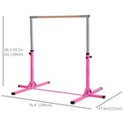Soozier - Barre de gymnastique professionnelle pour la maison avec hauteur réglable sur 13 niveaux, fitness de gym - rose-Facile à installer en quelques minutes 