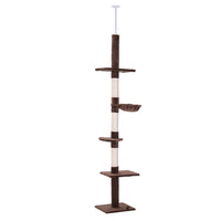 PawHut - Arbre à chat 102 po à 5 niveaux du sol au plafond, centre d’activités pour chat avec griffoir, marron-Cinq niveaux différents pour que votre chat puisse s’asseoir, jouer, se détendre et dormir 