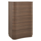 Modway - Mirae 5 tiroirs Commode courbe, Chêne brun brossé-Coffre vertical à 5 tiroirs
