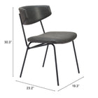 Zuo - Charon Chaise de salle à manger - Noir vintage - Ensemble de 2-6
