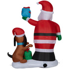 GEMMY - Père Noël gonflable et chiot avec boîte cadeau - 183 cm-Se dégonfle pour un rangement facile