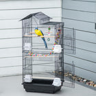 PawHut - Cage à oiseaux 39 po H avec échelle, balançoire, jouets, perchoirs - noir-La grande hauteur permet d’accueillir confortablement différentes tailles d’oiseaux 
