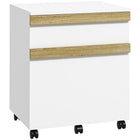 Vinsetto - Classeur à 2 tiroirs format lettre/A4 avec 5 roulettes - grain de bois blanc-2 tiroirs pour ranger vos fournitures de bureau 
