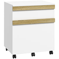 Vinsetto - Classeur à 2 tiroirs format lettre/A4 avec 5 roulettes - grain de bois blanc-2 tiroirs pour ranger vos fournitures de bureau 
