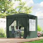 Outsunny - Tente auvent pliante 6.6 pi l x 6.6 pi L avec parois latérales - Vert-Toile Oxford résistante au feu et à l'eau avec revêtement anti-UV bloquant la plupart des rayons nocifs