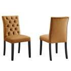 Modway - Duchess Performance Velvet Chaises de salle à manger Ensemble de 2 - Cognac-Cadre en bois massif