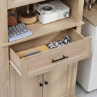HOMCOM - Armoire de cuisine moderne autoportante 72 po H avec portes, étagères réglables et espace pour micro-ondes - chêne-Matériaux : MDF de grade P2, panneau de particules 