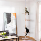 PawHut - Arbre à chat 102 po à 5 niveaux, tour du sol au plafond, centre d’activités pour chat avec griffoir, beige-Griffoir pour protéger vos meubles et votre maison des dommages 
