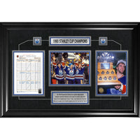 Edmonton Oilers 1990 Stanley Cup Champions Scoresheet Collage - Impression encadree - 36" x 24"-Qualité supérieure - scoresheet framed