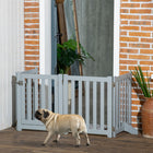 PawHut - Barrière pour chien pliable à 4 panneaux avec porte - gris-Deux supports supplémentaires pour une stabilité accrue 