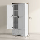 HOMCOM - Armoire de rangement de cuisine 69 po haute avec étagères ajustables - blanc crème-Trois charnières renforcent chaque porte d’armoire 