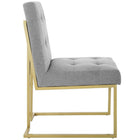 Modway - Privy Acier inoxydable doré Tissu rembourré Chaise d’accent pour salle à manger - Or gris clair-Base en acier inoxydable doré