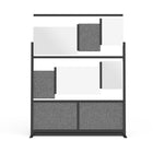 Luxor - Mur modulaire 53 x 70 - Cadre noir segmenté, fenêtre givrée, PET gris frais-Améliore la diffusion de la lumière tout en réduisant les distractions