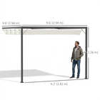 Outsunny - Pergola gazebo d’extérieur 10 pi l x 10 pi L avec auvent rétractable - blanc crème-Structure en métal stable. Piquets de sol inclus pour fixer au sol