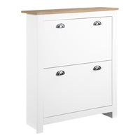 HOMCOM - Armoire à chaussures de couloir avec 2 tiroirs basculants pour 12 paires - blanc-Vous pouvez ranger jusqu'à 6 à 12 paires de chaussures (pointure homme CA 11,5) dans deux tiroirs basculants 