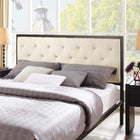 Modway - Mia Tissu Lit Queen, Brun beige-Cadre en acier revêtu de poudre