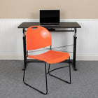Flash Furniture - Chaise ultra-compacte empilable orange de la série HERCULES avec une et cadre enduit de poudre noire-Cadre de base traîneau noire avec patins en plastique non marquant