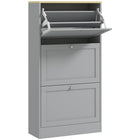 HOMCOM - Armoire à chaussures moderne avec 3 tiroirs basculants pour 12 à 18 paires - gris-Trois tiroirs basculants peuvent contenir 12 à 18 paires de chaussures jusqu'à la taille CA 11 