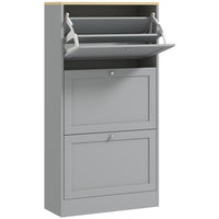 HOMCOM - Armoire à chaussures moderne avec 3 tiroirs basculants pour 12 à 18 paires - gris-Trois tiroirs basculants peuvent contenir 12 à 18 paires de chaussures jusqu'à la taille CA 11 