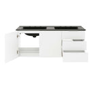 Modway - Vitality Double évier 48" Vanette de salle de bain - Blanc Noir-Trous de robinet centraux 8"