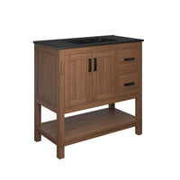 Modway - Ashlyn 36" Vanette de salle de bain - Noir noyer-Bois de Mindi massif