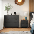 Manhattan Comfort - Granville commode et table de chevet modernes - gris foncé - ensemble de 2-Recommandé pour un téléviseur jusqu'à 35 pouces