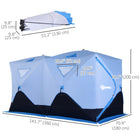 Outsunny - Tente De Pêche Sur Glace Isolée 8 Personnes, Pop-Up, Pour -22℉- Bleu-Portes à fermeture éclair pour entrer facilement et librement dans la tente 
