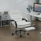 Vinsetto - Fauteuil de bureau exécutif avec repose-pieds et massage 6 points et chaleur - blanc crème-Dossier incurvé et double rembourrage pour un soutien supplémentaire 