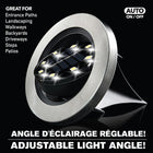 Bell + Howell - Lumières de chemin d’extérieur à disque pivotant à énergie solaire avec 8 ampoules LED - Paquet de 4-Angle d’éclairage réglable pour une couverture personnalisée : La fonction de pivotement vous permet d’ajuster l’angle d’éclairage, assurant une couverture d’éclairage optimale pour différentes zones extérieures