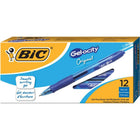 BIC - Stylos Gelocity à encre gel rétractables – 0,7 mm – bleus – paquet de 12-Encre gel éclatante et qui coule bien pour l'écriture sans effort