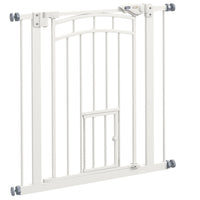 PawHut - Barrière pour Chien à Montage par Pression Fermeture Automatique pour L 29"-31,5" - Blanc-S'adapte aux ouvertures de 74 à 80 cm (29,1 à 31,5 pouces), pour les portes, les couloirs et les escaliers