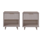 Manhattan Comfort - Table de nuit moderne Granville 1 tiroir 46 cm - gris clair - lot de 2-Moderne-contemporain avec une touche de glamour - Table de nuit pour chambre et salon, lot de 2