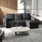 HOMCOM - Canapé-lit modulaire d’angle convertible 3 places - noir-Design convertible : la méridienne réversible peut être installée à gauche ou à droite pour s’adapter à votre espace 