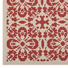 Modway - Ariana Treillis floraux vintage à l’intérieur et à l’extérieur Tapis de 5 pi l x 8 pi L - Rouge et beige-Polypropylène 100% doux