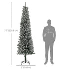 HOMCOM - Arbre de Noël artificiel de 7.5" avec lumières - arbre de Noël floqué-Le design en forme de crayon permet d'économiser de l'espace, ce qui est idéal pour les petits espaces 