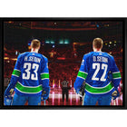 Henrik Sedin and Daniel Sedin 20x29 Canucks Anthem-H - Toile encadree - 31" x 22"-Impression sur toile de qualité supérieure avec bordures enveloppées