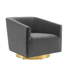 Modway - Twist Salon Accent Performance Velvet Chaise pivotante - Charbon de bois doré-Fauteuil pivotant moderne pour salon d’accent
