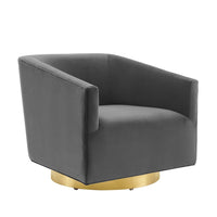 Modway - Twist Salon Accent Performance Velvet Chaise pivotante - Charbon de bois doré-Fauteuil pivotant moderne pour salon d’accent